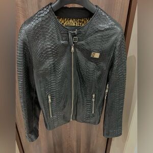 Dolce & Gabbana Black Genuine Python Leather Jacket